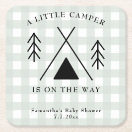 Posavasos Cuadrado De Papel Fiesta de baby shower de camping