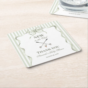 Posavasos Cuadrado De Papel Fiesta de Baby Shower Vintage Neutral Golf para Pr