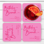 Posavasos Cuadrado De Papel Fiesta de brunch de cumpleaños Minimalista moderno<br><div class="desc">Estos son Hot Pink Moderno Minimalista Brunch Brunch Papel Fiesta de brunch!</div>