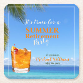 Posavasos Cuadrado De Papel Fiesta de cócteles del océano de verano para jubil