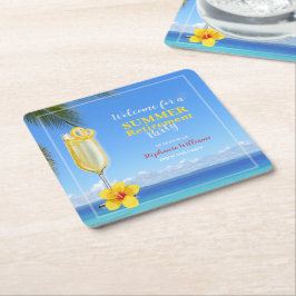 Posavasos Cuadrado De Papel Fiesta de cócteles del océano de verano para jubil