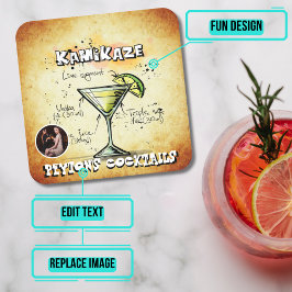 Posavasos Cuadrado De Papel Fiesta de cócteles Kamikaze