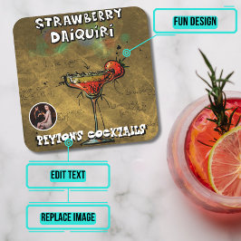 Posavasos Cuadrado De Papel Fiesta de cócteles Strawberry Daiquiri