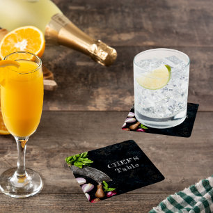 Posavasos Cuadrado De Papel Fiesta de comida rústica de mesa del chef