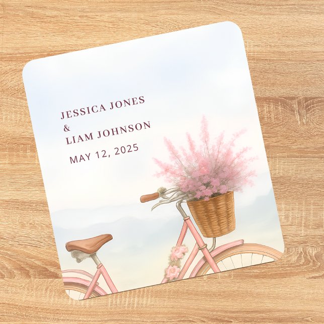 Posavasos Cuadrado De Papel Fiesta de compromiso de bicicleta acuarela floral  (Watercolor Floral Vintage Bicycle Engagement Party Square Paper Coaster)