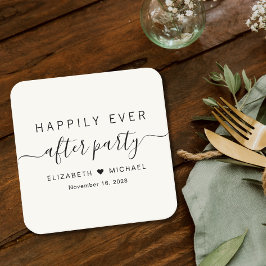 Posavasos Cuadrado De Papel Fiesta de Cream Wedding Reception Felices para Sie