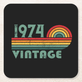 Posavasos Cuadrado De Papel Fiesta de cumpleaños 50 vintage personalizada