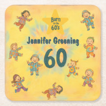 Fiesta de cumpleaños 60 Retro nacida en Hippy en l