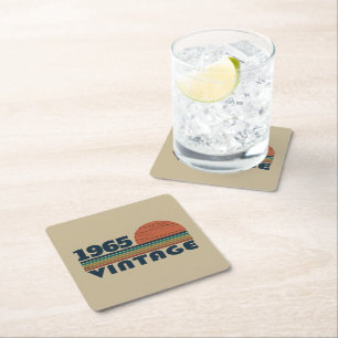 Posavasos Cuadrado De Papel Fiesta de cumpleaños 60 vintage personalizada