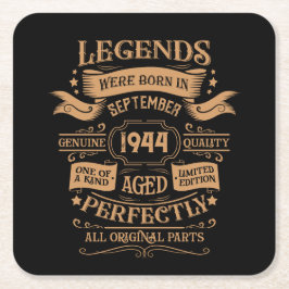 Posavasos Cuadrado De Papel Fiesta de cumpleaños 80 vintage personalizada