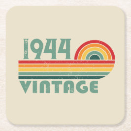 Posavasos Cuadrado De Papel Fiesta de cumpleaños 80 vintage personalizada