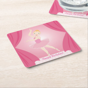 Posavasos Cuadrado De Papel Fiesta de cumpleaños Ballerina