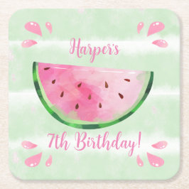 Posavasos Cuadrado De Papel Fiesta de cumpleaños de Cute Watermelon