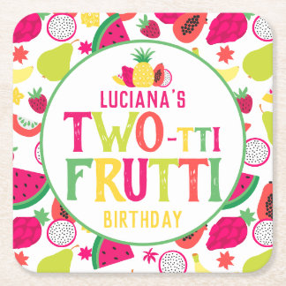 Posavasos Cuadrado De Papel Fiesta de cumpleaños de dos tti Frutti