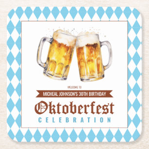 Posavasos Cuadrado De Papel Fiesta de cumpleaños de la cerveza Oktoberfest