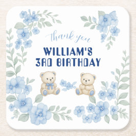 Posavasos Cuadrado De Papel Fiesta de cumpleaños de Teddy Bear