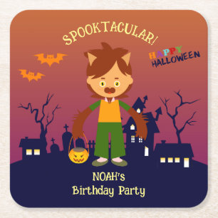 Posavasos Cuadrado De Papel Fiesta de cumpleaños del disfraz de Halloween