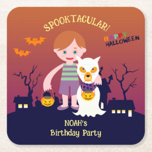 Posavasos Cuadrado De Papel Fiesta de cumpleaños del disfraz de Halloween