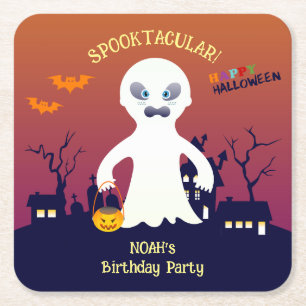 Posavasos Cuadrado De Papel Fiesta de cumpleaños del disfraz de Halloween