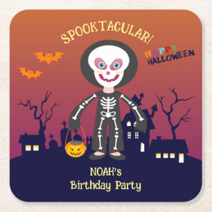 Posavasos Cuadrado De Papel Fiesta de cumpleaños del disfraz de Halloween