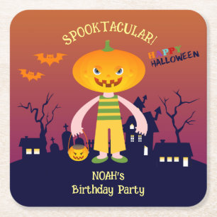 Posavasos Cuadrado De Papel Fiesta de cumpleaños del disfraz de Halloween
