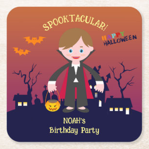 Posavasos Cuadrado De Papel Fiesta de cumpleaños del disfraz de Halloween