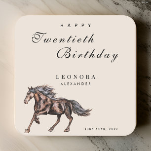 Posavasos Cuadrado De Papel Fiesta de cumpleaños mística acuarela Caballo