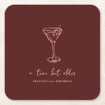 Posavasos Cuadrado De Papel Fiesta de cumpleaños personalizada de más edad de<br><div class="desc">Añada un toque elegante a su celebración con estas galerías fiestas de papel personalizadas con un minimalista diseño de vidrio martini dibujado a mano. Perfecto para una fiesta de cumpleaños "Tini Bit Older", pueden ser personalizados con tu elección de texto, colores y tipos de letra para que coincidan con tu...</div>