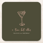Posavasos Cuadrado De Papel Fiesta de cumpleaños personalizada de más edad de<br><div class="desc">Añada un toque elegante a su celebración con estas galerías fiestas de papel personalizadas con un minimalista diseño de vidrio martini dibujado a mano. Perfecto para una fiesta de cumpleaños "Tini Bit Older", pueden ser personalizados con tu elección de texto, colores y tipos de letra para que coincidan con tu...</div>