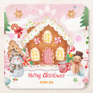 Posavasos Cuadrado De Papel Fiesta de Decoración de Casa de Pan de Jengibre