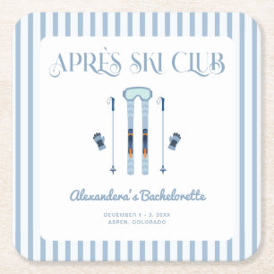 Posavasos Cuadrado De Papel Fiesta de Despedida de Soltera Azul Después de Esq