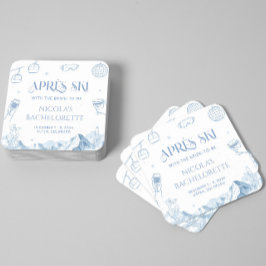 Posavasos Cuadrado De Papel Fiesta de Despedida de Soltera de Esquí de Inviern