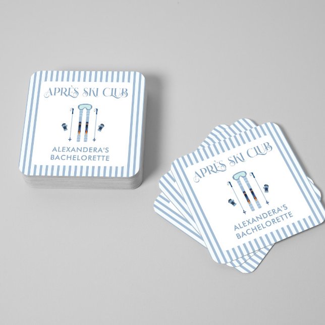 Posavasos Cuadrado De Papel Fiesta de Despedida de Soltera de Esquí de Inviern (Subido por el creador)