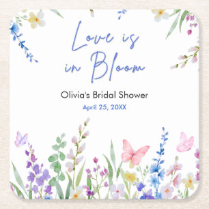 Posavasos Cuadrado De Papel Fiesta de Despedida de Soltera Floral Primavera El