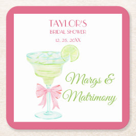 Posavasos Cuadrado De Papel Fiesta de despedida de soltera Margs & Matrimony