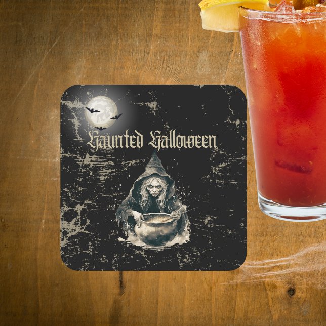 Posavasos Cuadrado De Papel Fiesta de disfraces de Halloween para brujas (Subido por el creador)