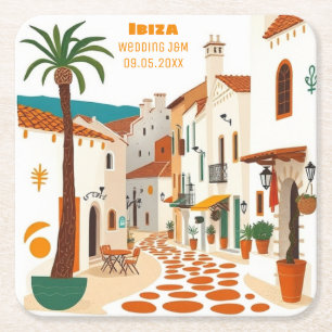 Posavasos Cuadrado De Papel Fiesta de eventos Boda Ibiza Eivissa España