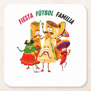 Posavasos Cuadrado De Papel Fiesta de Fútbol Mexicano Coaster para Fiesta Fami