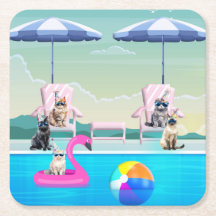 Fiesta de Garras en la Piscina de Gatos