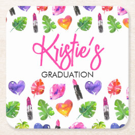 Posavasos Cuadrado De Papel Fiesta de graduación de varillas de color de agua