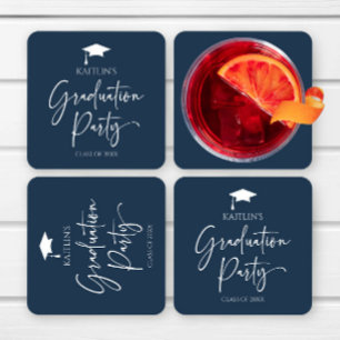 Posavasos Cuadrado De Papel Fiesta de Graduación Minimalista Moderna y Elegant