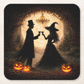 Posavasos Cuadrado De Papel Fiesta de Halloween con tema de vino