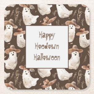 Posavasos Cuadrado De Papel Fiesta de Halloween de Fantasmas del Oeste