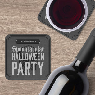 Posavasos Cuadrado De Papel Fiesta de Halloween Espeluznante de Cráneo Gris