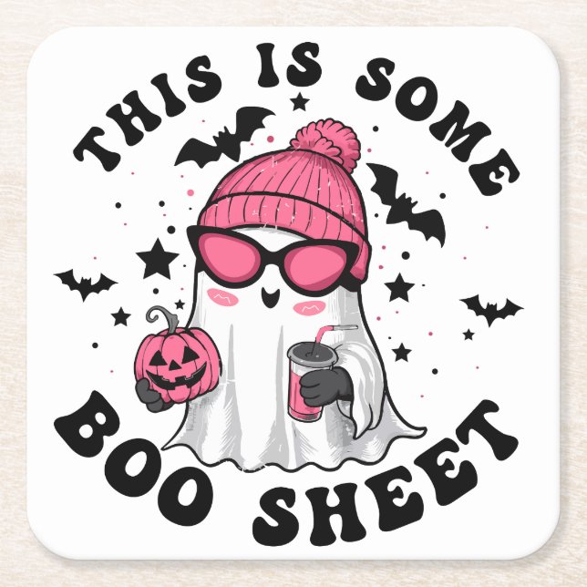 Posavasos Cuadrado De Papel Fiesta de Halloween humorístico "Esta es una hoja  (Anverso)