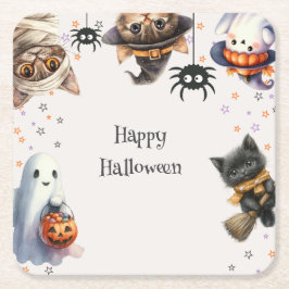 Posavasos Cuadrado De Papel fiesta de Halloween para niños