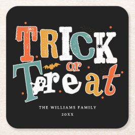 Posavasos Cuadrado De Papel Fiesta de Halloween Trick O Trek