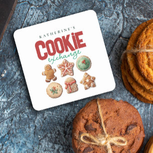 Posavasos Cuadrado De Papel Fiesta de intercambio de cookies de vacaciones de