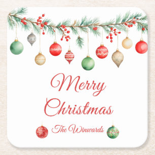 Posavasos Cuadrado De Papel Fiesta de intercambio de ornamentos de Navidad Gar