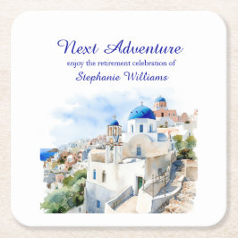 Posavasos Cuadrado De Papel Fiesta de Jubilación de la Isla de Grecia de desti